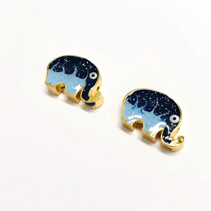 Peppy Beads 24Kt Gold Plated Enamelled Elephant Charm Earrings Peppy Beads 24Kt Gold Plated Enamelled Elephant Charm Earrings