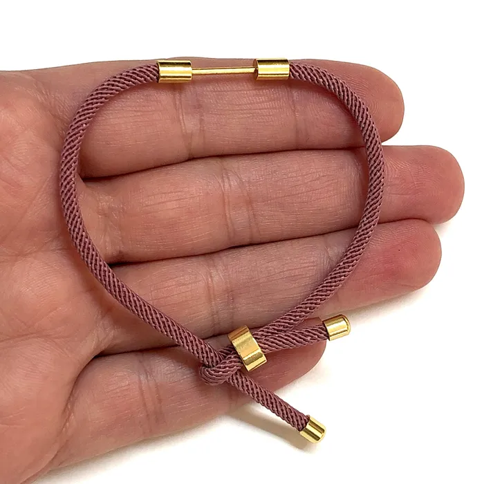 Peppy Beads Bracelets 24Kt Gold Plated Rose Cord Bracelet Blank With Screw Clasp Peppy Beads Bracelets 24Kt Gold Plated Rose Cord Bracelet Blank With Screw Clasp