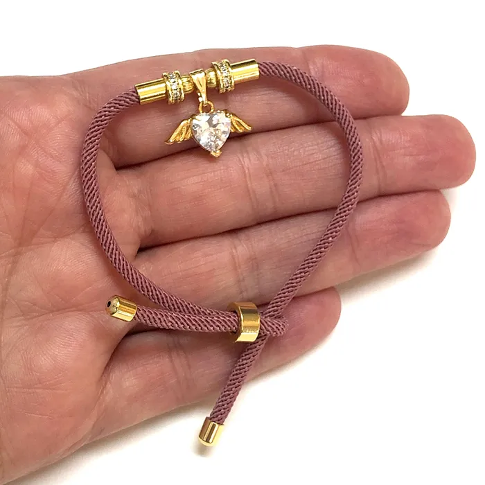 Peppy Beads Bracelets 24Kt Gold Plated Rose Cord Bracelet Blank With Screw Clasp