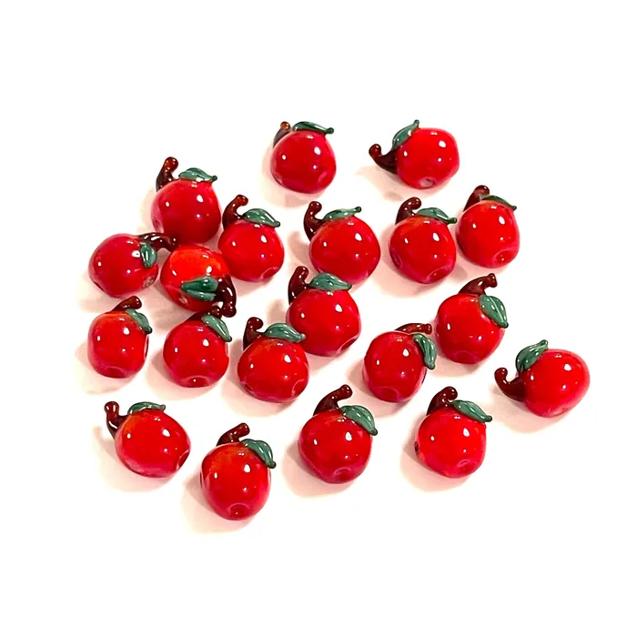 Peppy Beads Charm Necklaces Hand Made Murano Glass Red Apple Charm