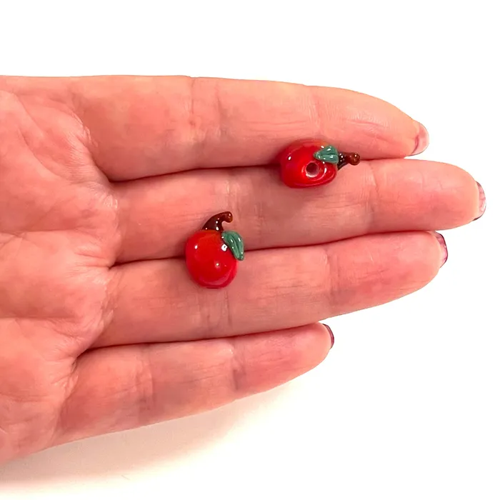 Peppy Beads Charm Necklaces Hand Made Murano Glass Red Apple Charm Peppy Beads Charm Necklaces Hand Made Murano Glass Red Apple Charm
