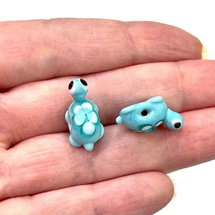 Peppy Beads Charm Necklaces Hand Made Murano Glass Turtle Charm