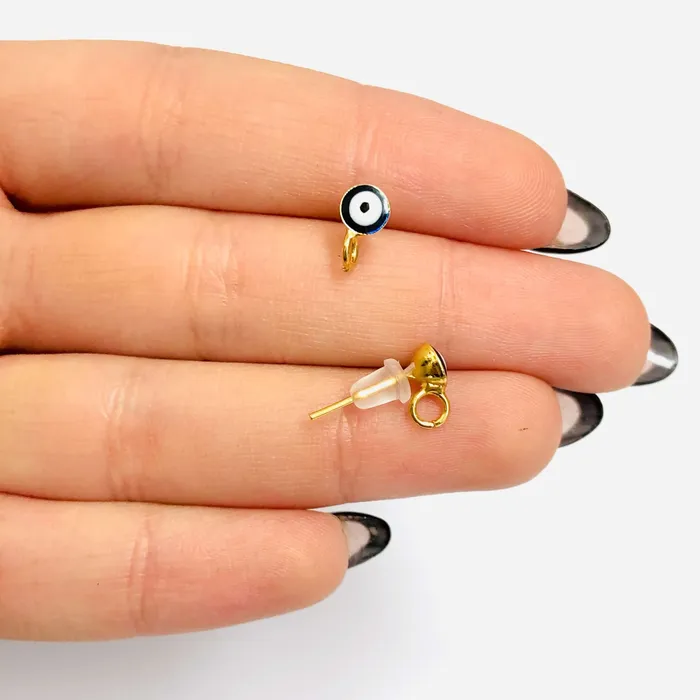 Peppy Beads Earrings 24Kt Gold Plated 55mm Evil Eye Ball Post Earring Ball Stud Earring With Loop 2 Pcs in a Pack Peppy Beads Earrings 24Kt Gold Plated 55mm Evil Eye Ball Post Earring Ball Stud Earring With Loop 2 Pcs in a Pack