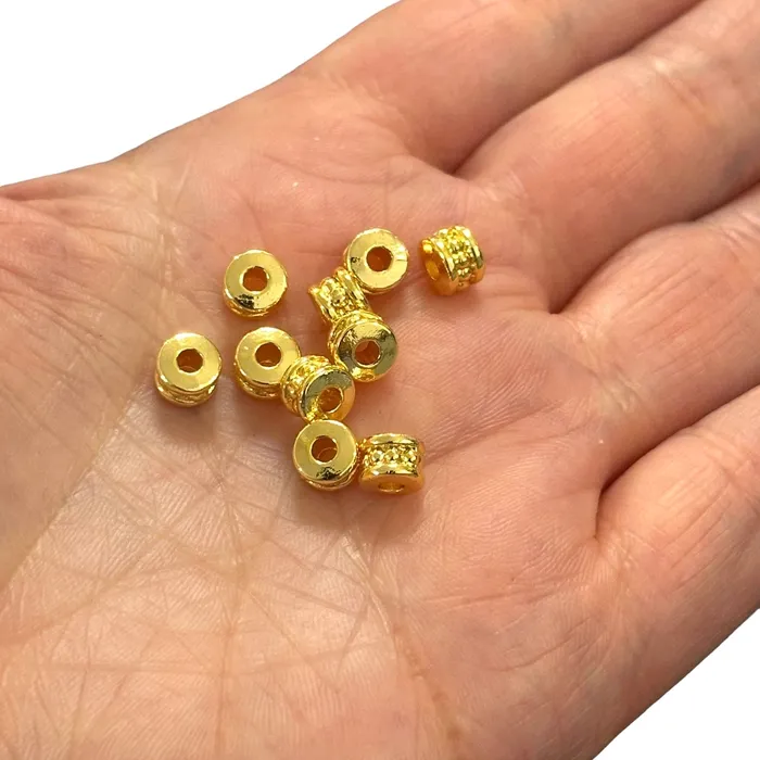 Peppy Beads Earrings 24Kt Gold Plated Rondelle Spacers 10pcs in a pack