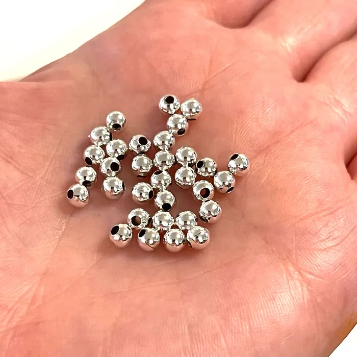 Peppy Beads Earrings 4mm Silver Plated Spacer Balls 4mm Silver Spacer Balls 50 pcs in a pack Peppy Beads Earrings 4mm Silver Plated Spacer Balls 4mm Silver Spacer Balls 50 pcs in a pack