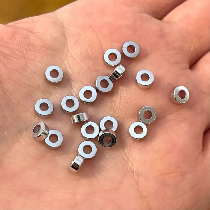 Peppy Beads Earrings 6mm Rhodium Plated Large Hole Brass Spacer Charms 10 pcs in a pack Peppy Beads Earrings 6mm Rhodium Plated Large Hole Brass Spacer Charms 10 pcs in a pack