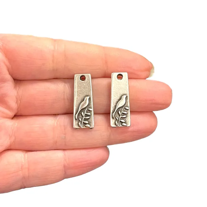 Peppy Beads Earrings Antique Silver Plated Bird on Branch Charms 2 pcs in a pack Peppy Beads Earrings Antique Silver Plated Bird on Branch Charms 2 pcs in a pack