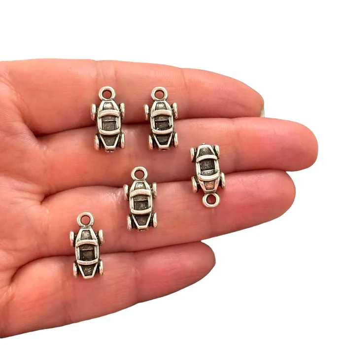 Peppy Beads Earrings Antique Silver Plated Sports Car Charms Silver Travel Charms 5 pcs in a pack Peppy Beads Earrings Antique Silver Plated Sports Car Charms Silver Travel Charms 5 pcs in a pack