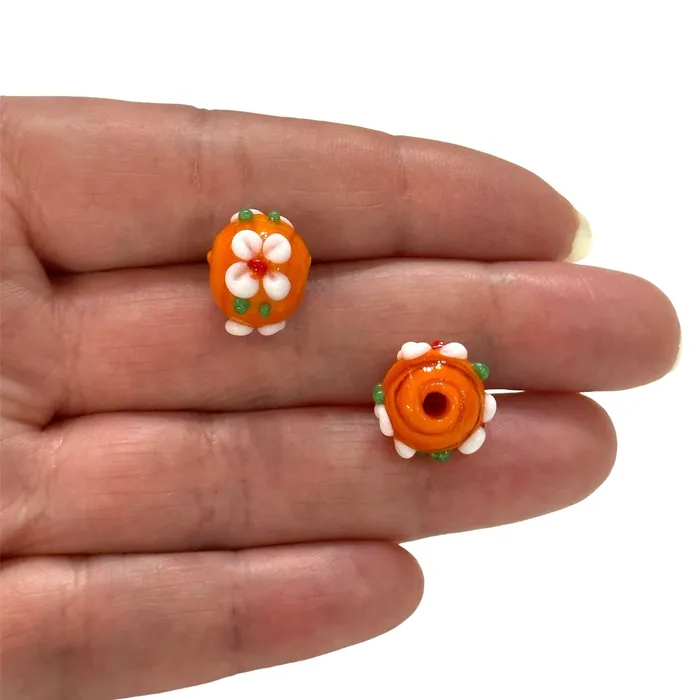 Peppy Beads Earrings Hand Made Orange BloomBeads
