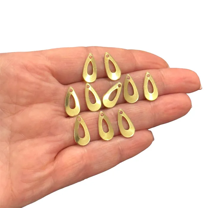 Peppy Beads Earrings Raw Brass Drop Charms 10 pcs in a pack
