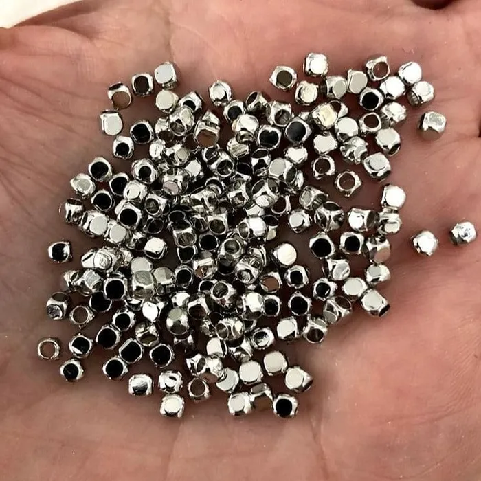 Peppy Beads Earrings Rhodium Plated 25mm Spacer Cubes 250 Pieces in a pack