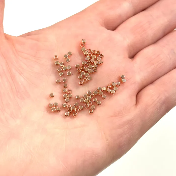 Peppy Beads Earrings Rose Gold Plated Cubes 2mm Spacer Cubes Spacer Beads50 Pieces in a pack Peppy Beads Earrings Rose Gold Plated Cubes 2mm Spacer Cubes Spacer Beads50 Pieces in a pack