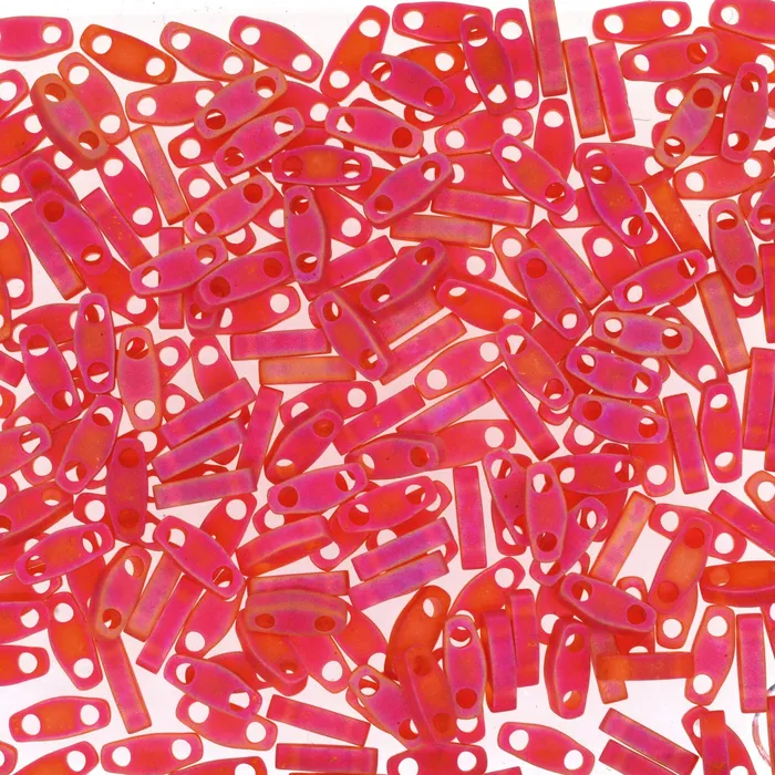 Peppy Beads Miyuki Quarter Tila Beads 0140FR Matted Transp LtRed AB Earrings