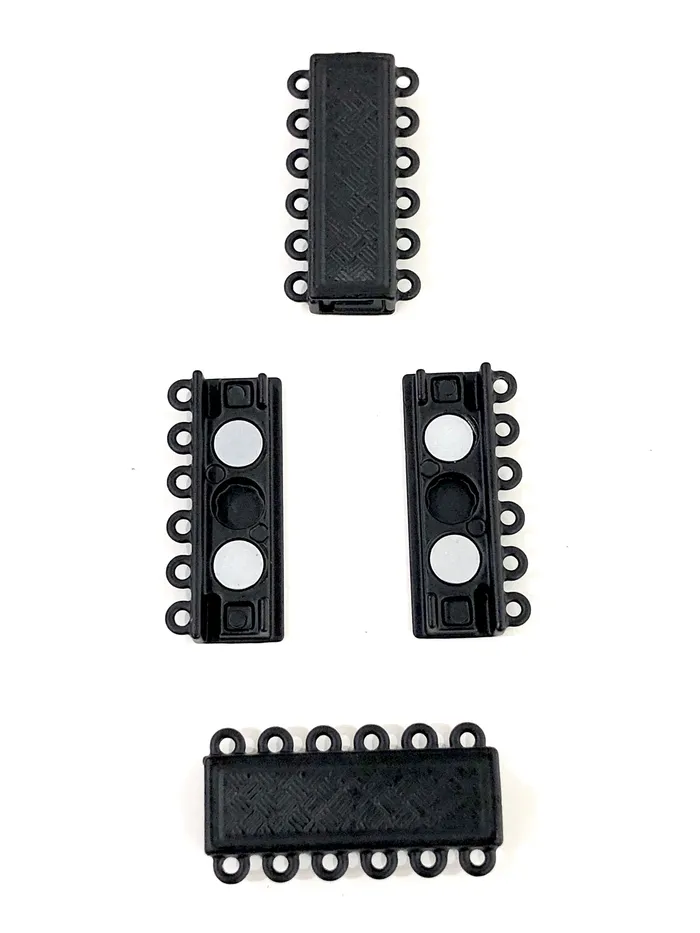 Peppy Beads Multi Strand Magnetic Clasp Black Plated6 Loop Rings