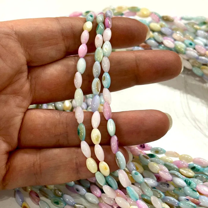 Peppy Beads Natural Mother of Pearl Colored Rice Beads155 Inches Strand Necklaces Peppy Beads Natural Mother of Pearl Colored Rice Beads155 Inches Strand Necklaces