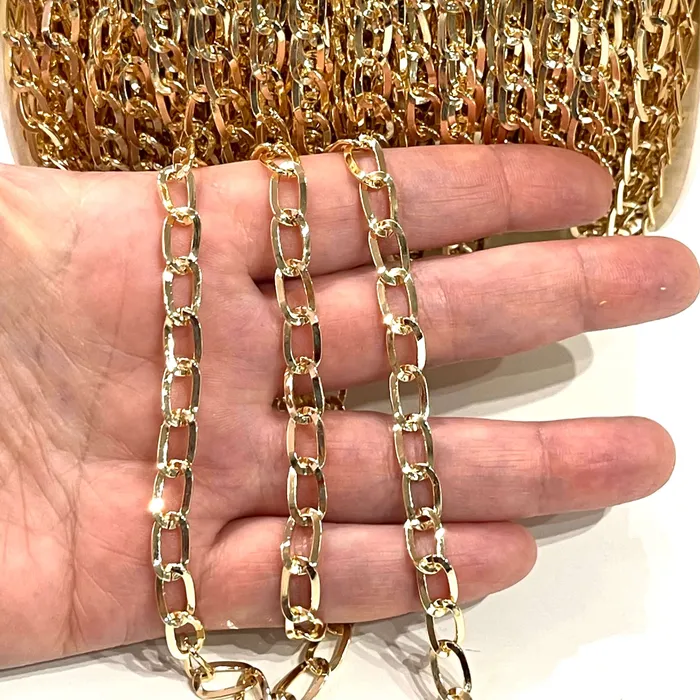 Peppy Beads Necklaces 10x6mm Gold Gourmet Chain 24 Kt Gold Plated Chain 10x6mm Gold Plated Open Link Chain Necklace Chain Peppy Beads Necklaces 10x6mm Gold Gourmet Chain 24 Kt Gold Plated Chain 10x6mm Gold Plated Open Link Chain Necklace Chain