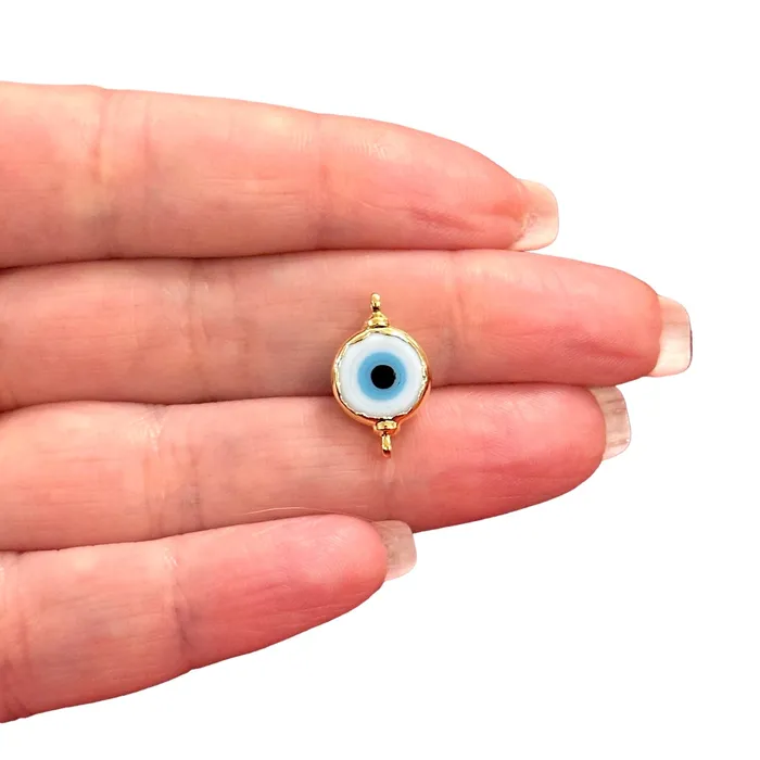Peppy Beads Necklaces 24Kt Gold Plated White Glass Evil Eye Connector Charm
