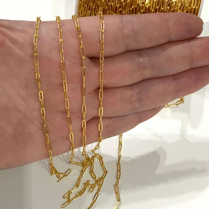 Peppy Beads Necklaces 24Kt Shiny Gold Plated Brass Paperclip Chain 7x35 mm Gold Plated Chain Peppy Beads Necklaces 24Kt Shiny Gold Plated Brass Paperclip Chain 7x35 mm Gold Plated Chain