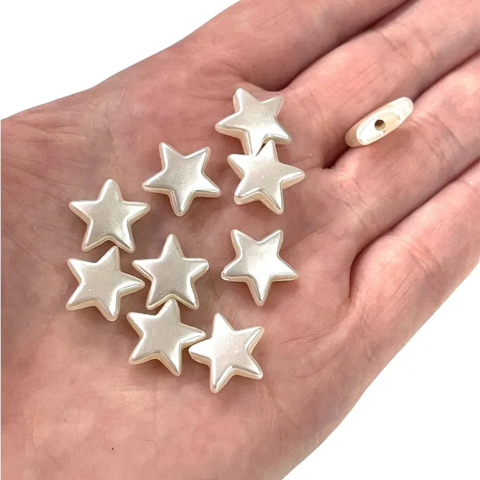 Peppy Beads Necklaces Ivory Color Acrylic Star 14mm Beads with 18mm Hole 50 Gr Pack160 Beads