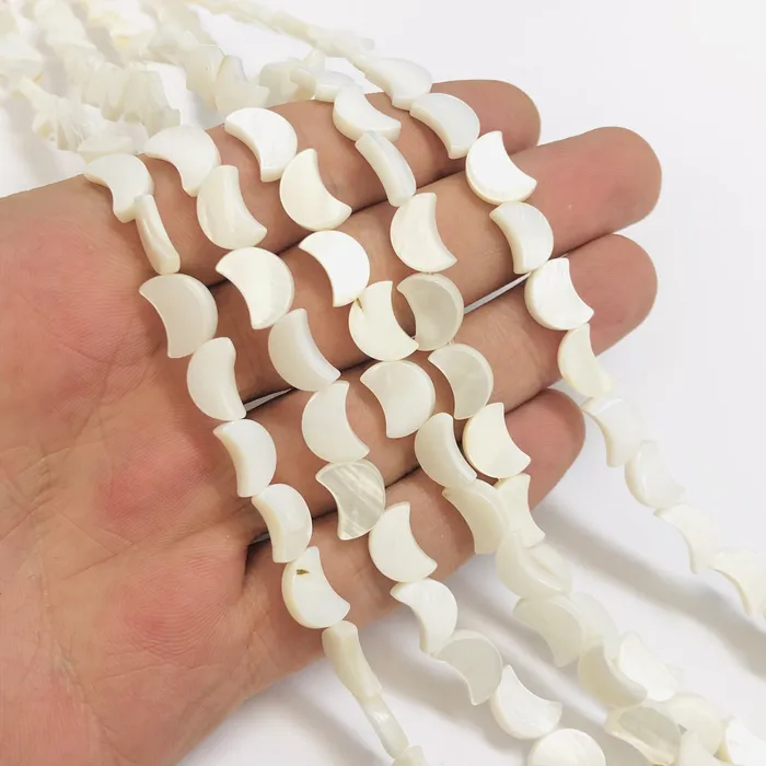 Peppy Beads Necklaces Mother Of Pearl Natural Crescent Beads 50 Beads Strand