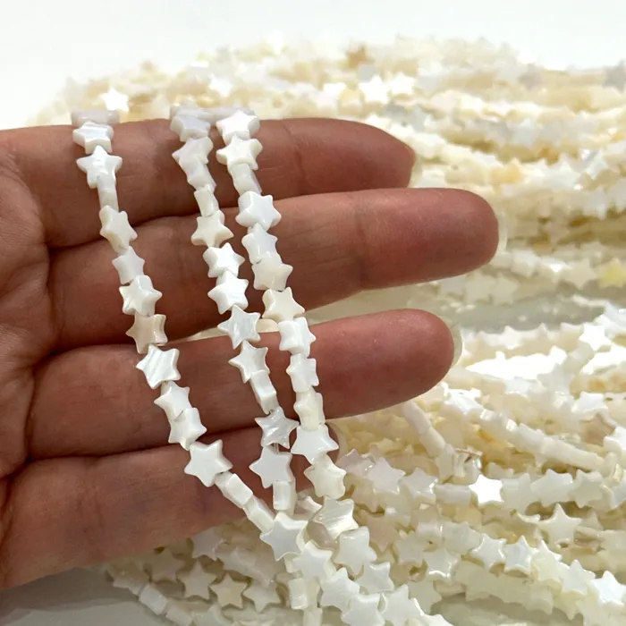 Peppy Beads Necklaces Mother Of Pearl Star 6mm Beads Natural Mother of Pearl Star 63 Beads Strand Peppy Beads Necklaces Mother Of Pearl Star 6mm Beads Natural Mother of Pearl Star 63 Beads Strand