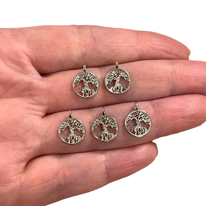 Peppy Beads Necklaces Rhodium Plated Tree Of Life Charms 5 pcs in a pack