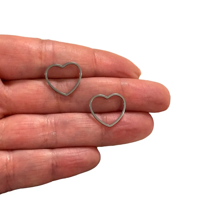 Peppy Beads Necklaces Stainless Steel 16mm Heart Connector Charms