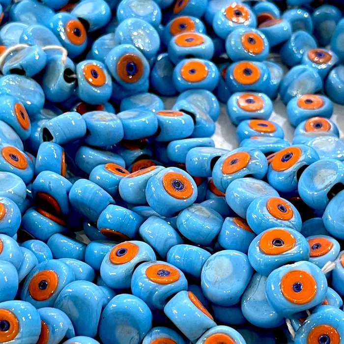 Peppy Beads Necklaces Traditional Turkish Artisan Handmade Glass Evil Eye Beads Large Hole Evil Eye Glass Beads 25 Beads per pack Peppy Beads Necklaces Traditional Turkish Artisan Handmade Glass Evil Eye Beads Large Hole Evil Eye Glass Beads 25 Beads per pack
