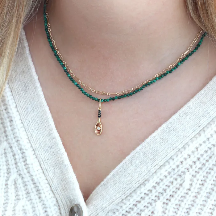 Petite Malachite Gemstone Beaded Necklace Kris Nations Necklaces
