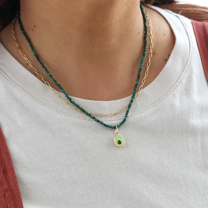 Petite Malachite Gemstone Beaded Necklace Kris Nations Necklaces