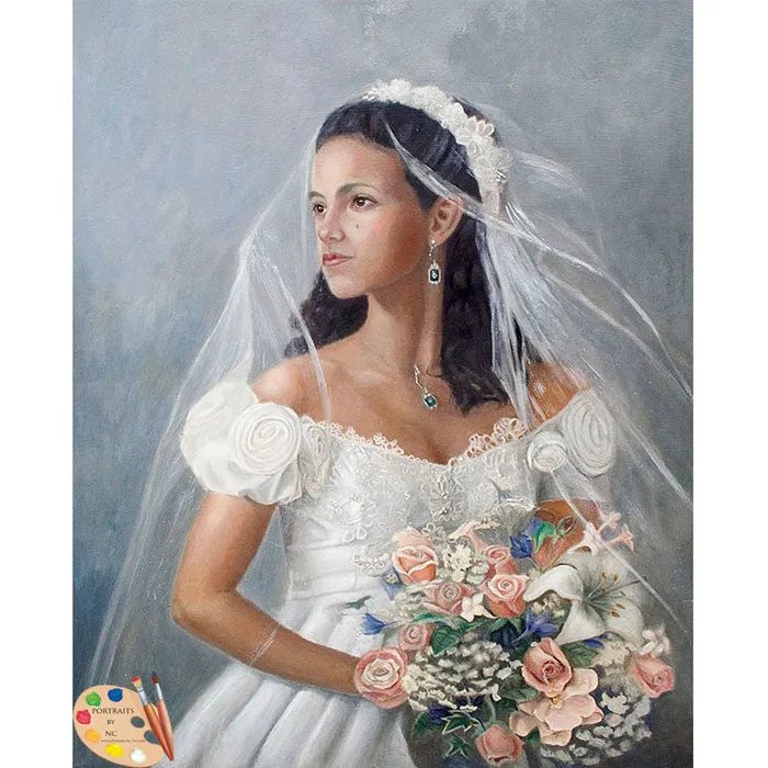 Portraits by NC Earrings Bridal Oil Portraits Young Bride