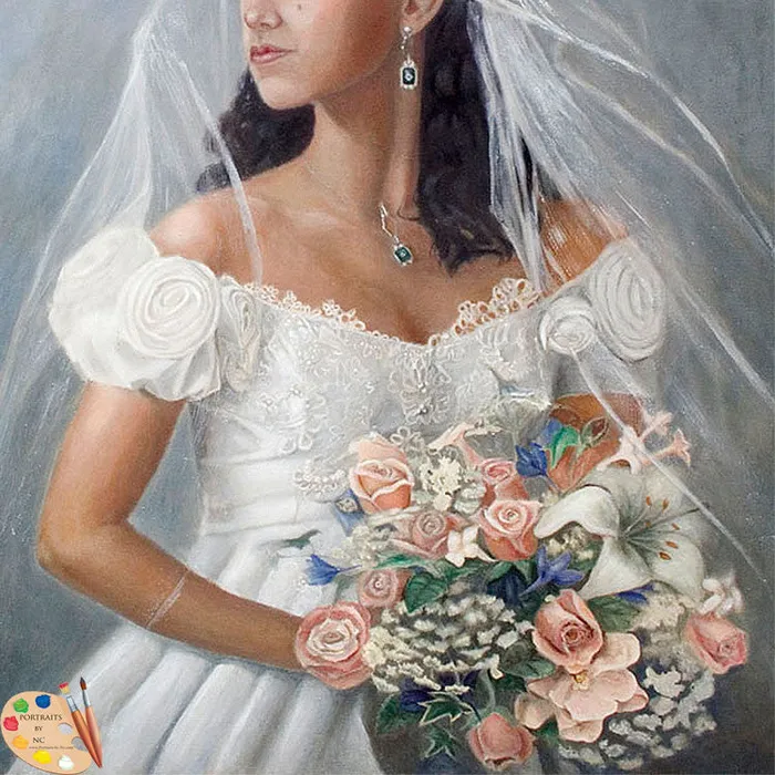 Portraits by NC Earrings Bridal Oil Portraits Young Bride