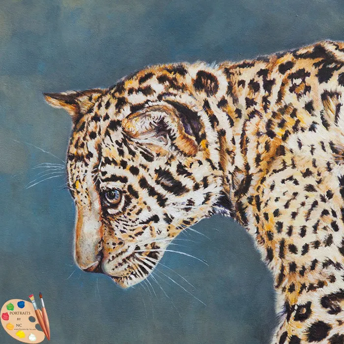 Portraits by NC Earrings Wildlife Painting Jaguar Cub 181