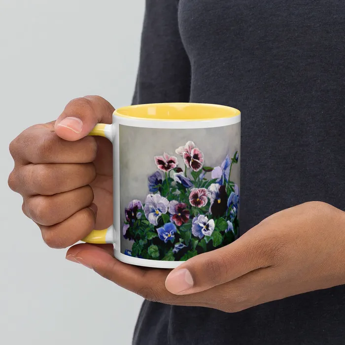 Portraits by NC Necklaces Pansies Mug with Color Inside Portraits by NC Necklaces Pansies Mug with Color Inside