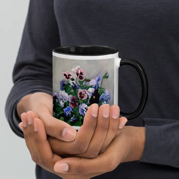 Portraits by NC Necklaces Pansies Mug with Color Inside Portraits by NC Necklaces Pansies Mug with Color Inside
