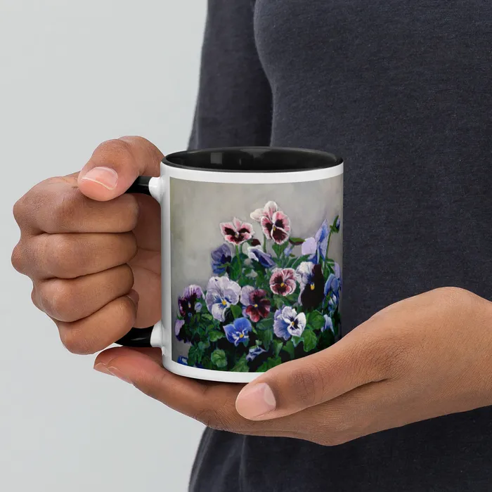 Portraits by NC Necklaces Pansies Mug with Color Inside Portraits by NC Necklaces Pansies Mug with Color Inside