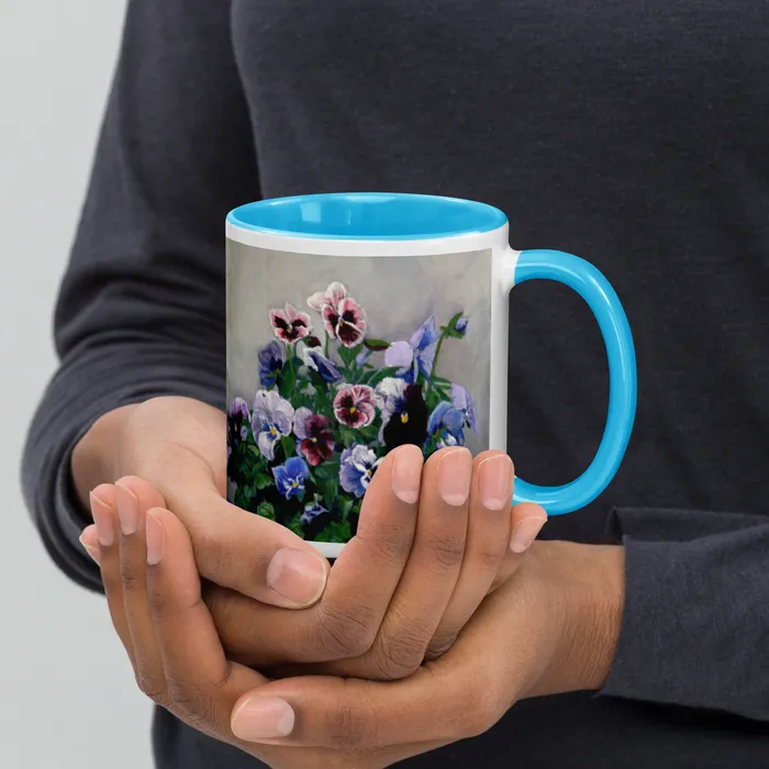 Portraits by NC Necklaces Pansies Mug with Color Inside Portraits by NC Necklaces Pansies Mug with Color Inside