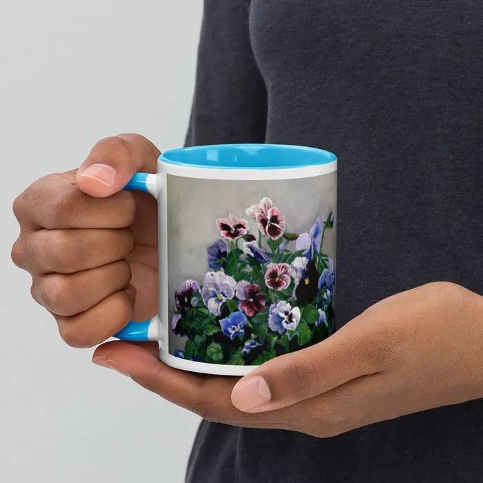 Portraits by NC Necklaces Pansies Mug with Color Inside Portraits by NC Necklaces Pansies Mug with Color Inside