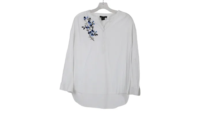 Preswick Moore Preswick Moore White Embroidered Top 1X Rings