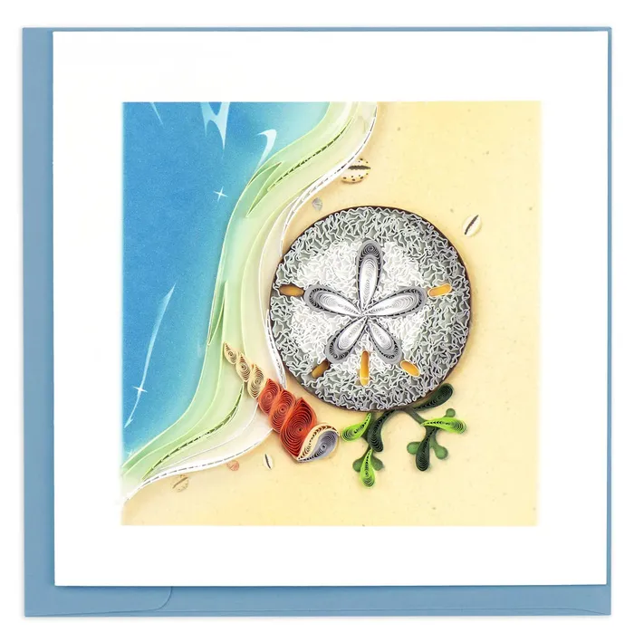 QUILLINGCARD Earrings Qullingcard Quilled Sand Dollar Greeting Card