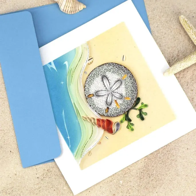QUILLINGCARD Earrings Qullingcard Quilled Sand Dollar Greeting Card
