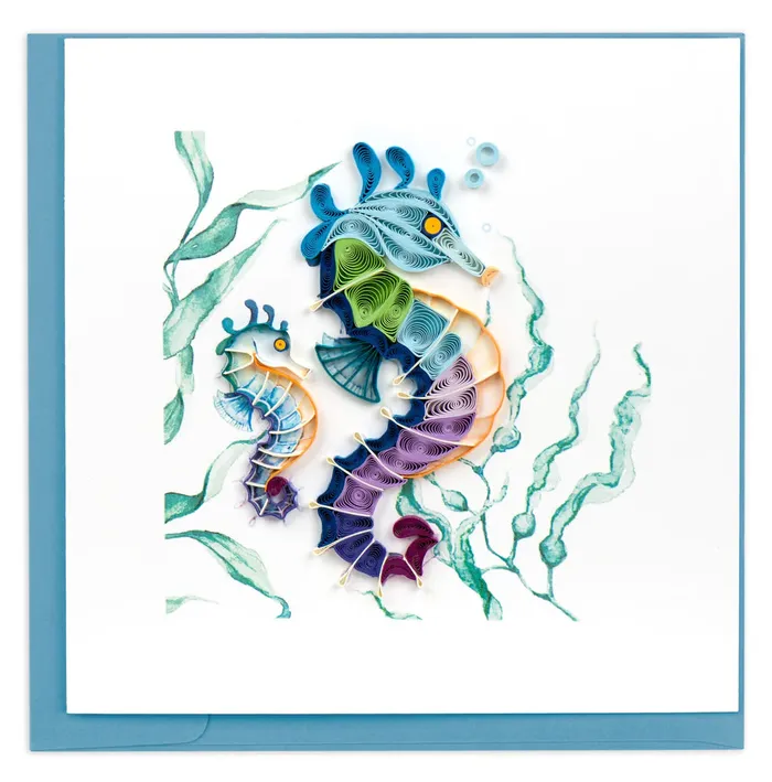 QUILLINGCARD Necklaces Gift Card Quill Colorful Seahorse