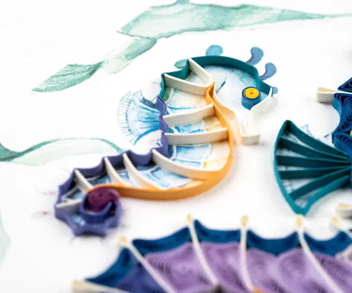 QUILLINGCARD Necklaces Gift Card Quill Colorful Seahorse