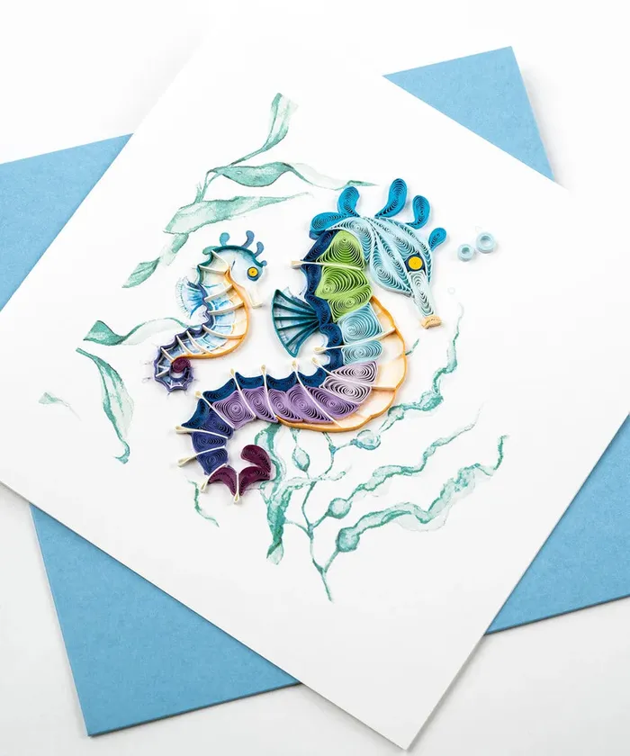 QUILLINGCARD Necklaces Gift Card Quill Colorful Seahorse