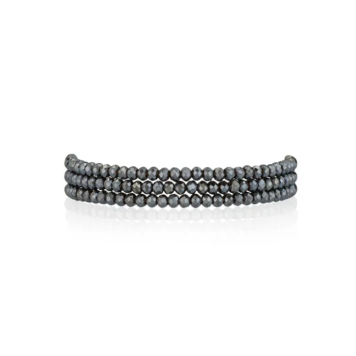 RACHEL LYNN CHICAGO Bracelets 2mm Metallic Gray Triple Stack Beaded Bracelet