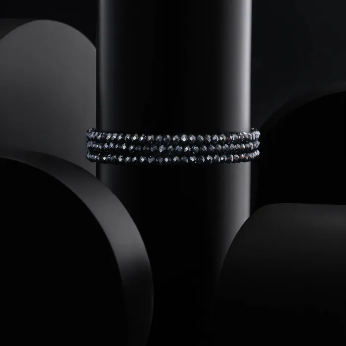 RACHEL LYNN CHICAGO Bracelets 2mm Metallic Gray Triple Stack Beaded Bracelet