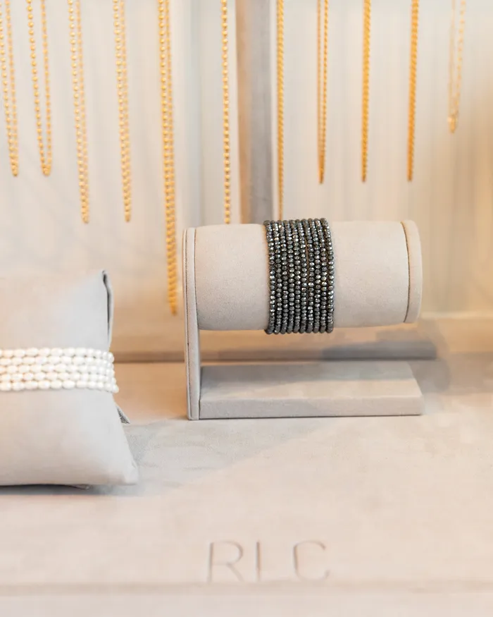 RACHEL LYNN CHICAGO Bracelets 2mm Metallic Gray Triple Stack Beaded Bracelet