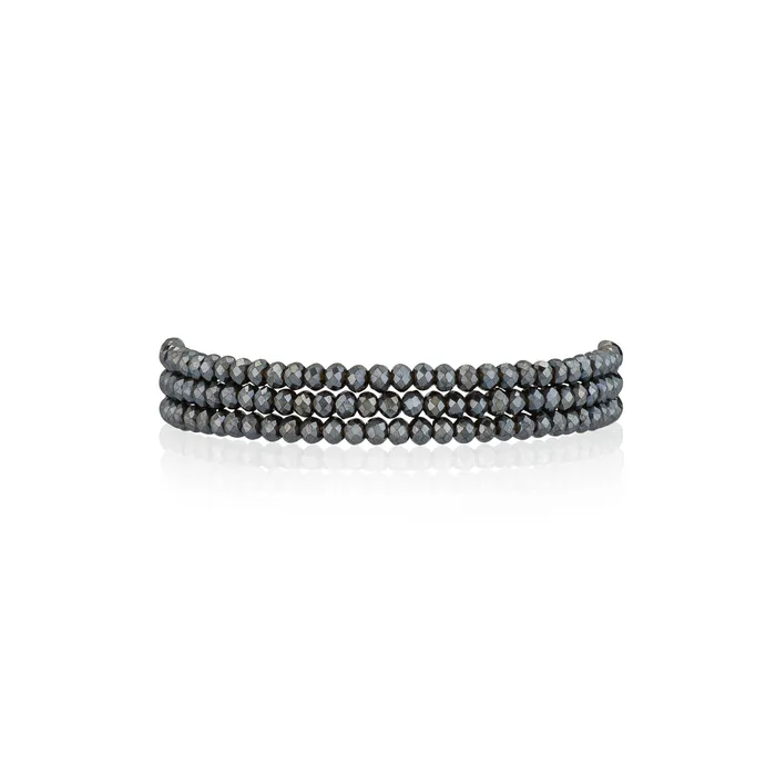 RACHEL LYNN CHICAGO Bracelets 2mm Metallic Gray Triple Stack Beaded Bracelet