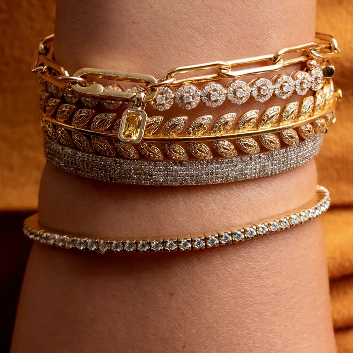 RACHEL LYNN CHICAGO Bracelets Yellow Gold and Diamond Stretch Tennis Bracelet 245cts