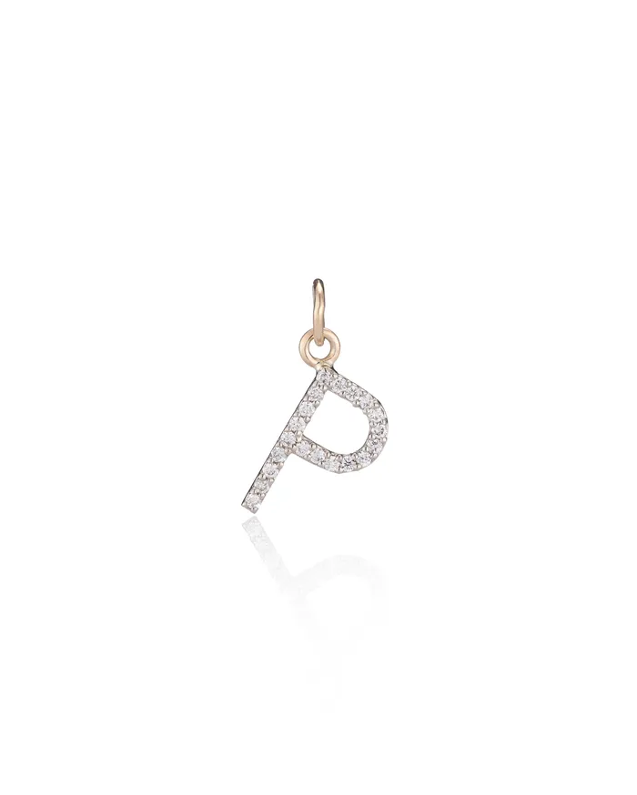 RACHEL LYNN CHICAGO Diamond P Letter Charm Charm Necklaces